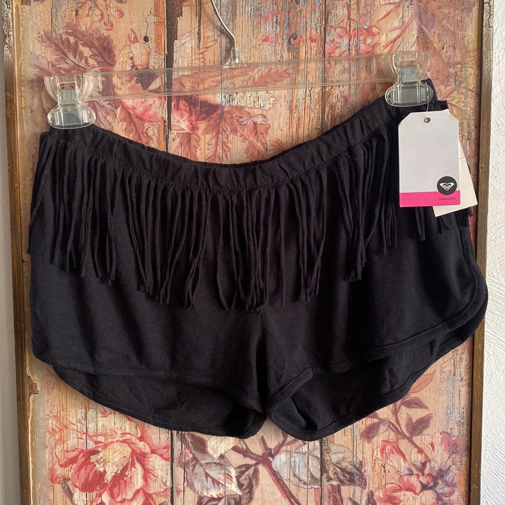 ROXY SURF BOHO FRINGE LOUNGE SHORTS BLACK - Picture 13 of 13